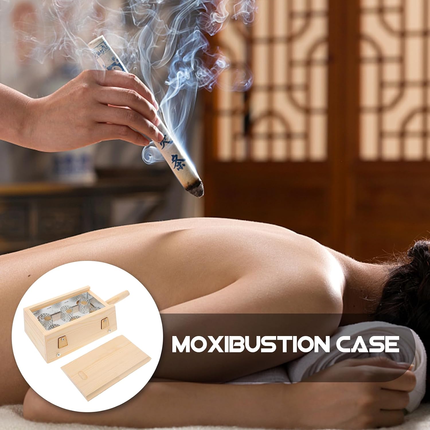 Hemoton Portable Wooden Moxibustion Box with Secure Buckle Lid and Stable Flat Bottom 9.06X6.10X3.54In Moxa Stick Burner for Home Moxibustion Therapy and Alternative Medicine