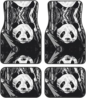 Panda - Juego de 4 alfombrillas para coche, color blanco y negro, aptas para coches, SUV, camiones, resistentes a la suciedad y fáciles de limpiar