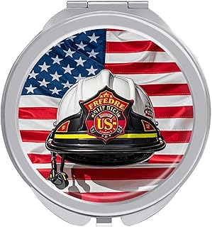 Portable Travel Makeup Mirror, Red Stripe Fir...