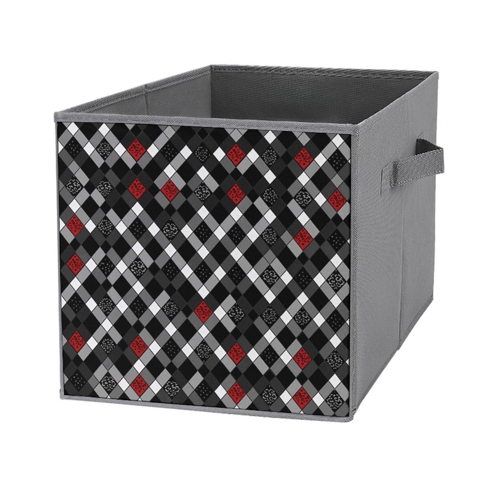 Bacs de rangement pliables avec poignée renforcée lot de cubes à motif losange