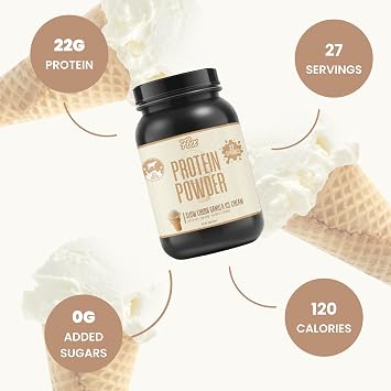 Flex Whey Protein Powder, Slow Churn Vanilla Ice Cream | Low Net Carbs, Gluten Free, No Sugar Added | 1.8 Lb - 27 Servings