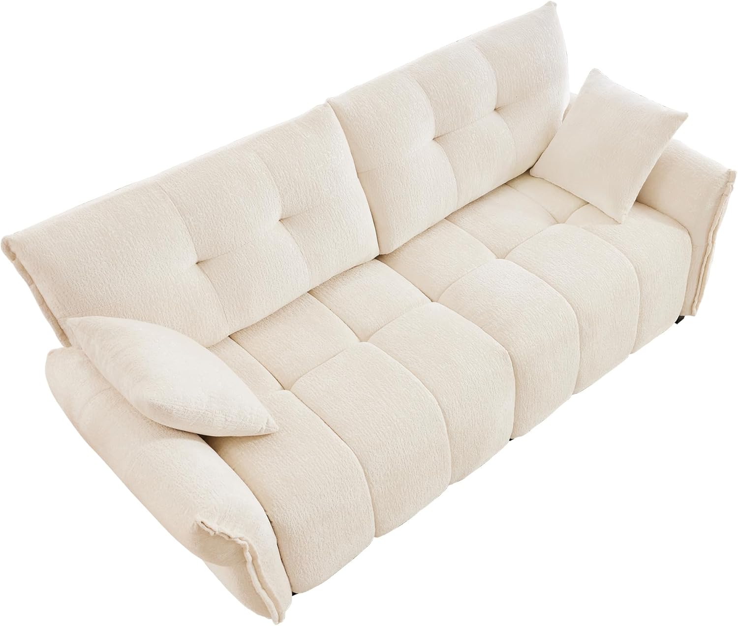 78.7" Oversized Cloud Couch, Comfy Chenille 2-Seater Sofa with Two Pillows, Soft Couches Deep Seat Loveseat for Living Room, Lounge, Office Space (White, 2 Seat)