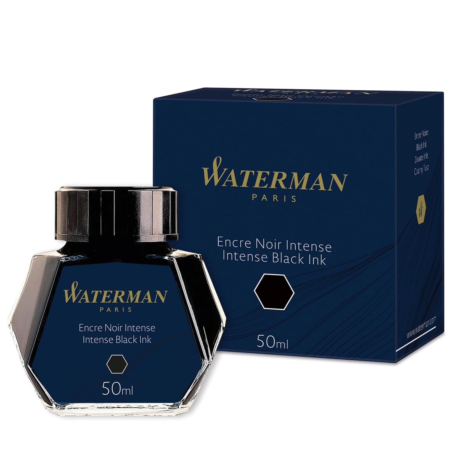 Waterman 50 ml Bottled Liquid Fountain Pen Ink, Intense Black (S0110710) by Waterman