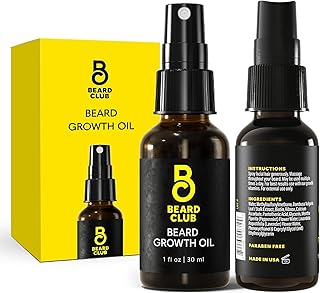 The Beard Club Biotin Beard Growth Oil Vitamin Spray for Facial Hair Growth - Natural Formula for Fuller, Thicker Beard, Easy-to-Use, Nourishing & Soothing for All Beard Types & Skin