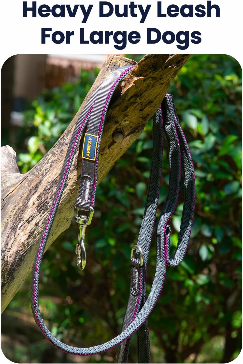 Heavy Duty Leash for Large Dogs that Pull, Two Handle Dog Leash, Three-Layer Sandwich Mesh-Lined Nylon Webbing, Sturdy Metal Zinc Hook, 6FT Long, Large Medium Dogs (Blue/Grey, 1'' X 6ft.)