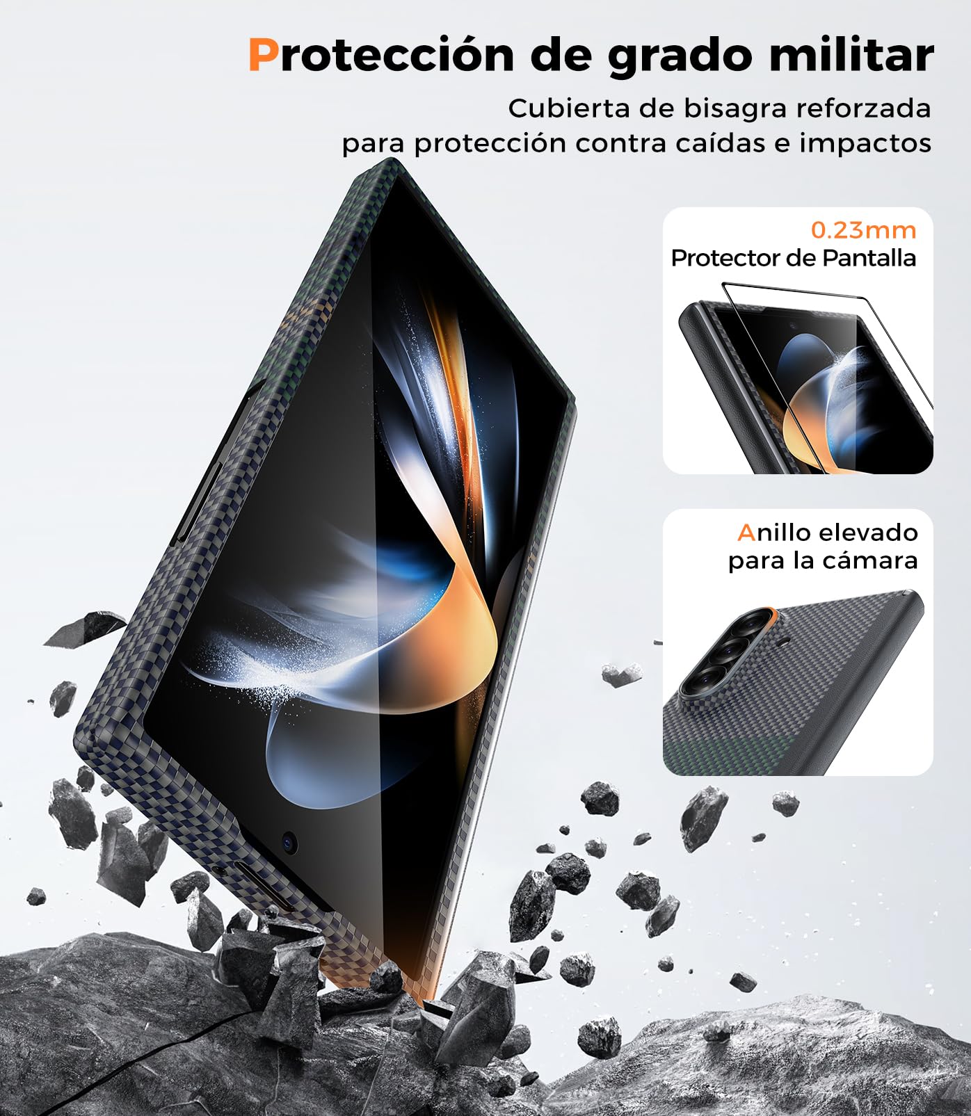 BENKS Funda para Samsung Galaxy Z Fold 7 con Protector de Pantalla, Funda con Protección de Bisagra, Ultrafino Carcasa Magnética de Fibra de Aramida Kevlar y PC, ArmorAir Aurora