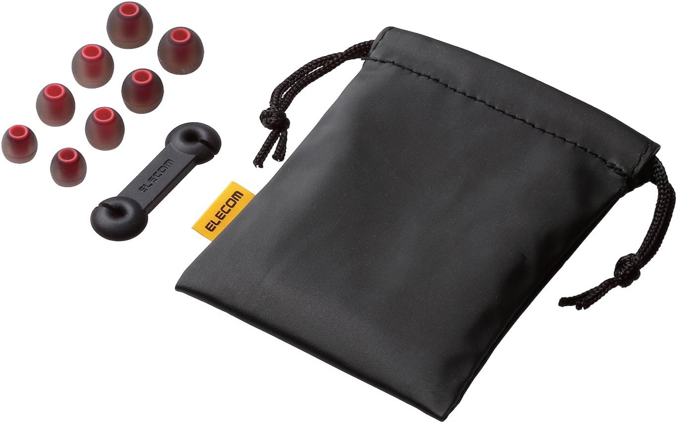 Elecom EHP-GB100ARD Stereo Earphones, Canal, 0.4 inch (10 mm) Diameter, Driver, Deep Bass, GrandBass, Red