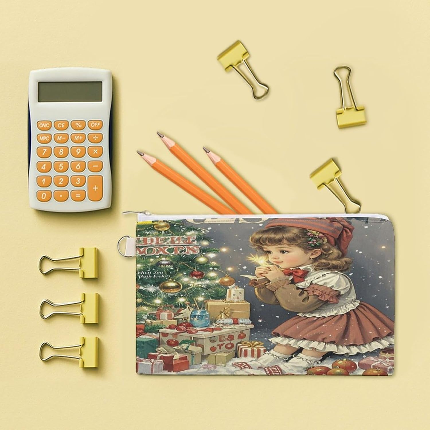 Retro Christmas Coin Purse Coin Pouch with Zipper for Men Women Portable Change Wallet Canvas Coin Bag