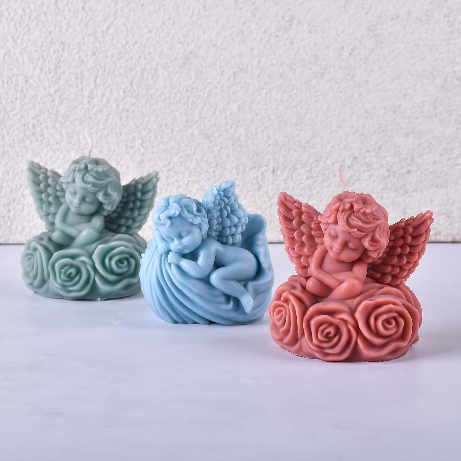 2PCS Angel Silicone Candle Molds Epoxy Resin Wax Mold Silicone Shapes Mold for Candle Craft Making Festival Gift Decoration