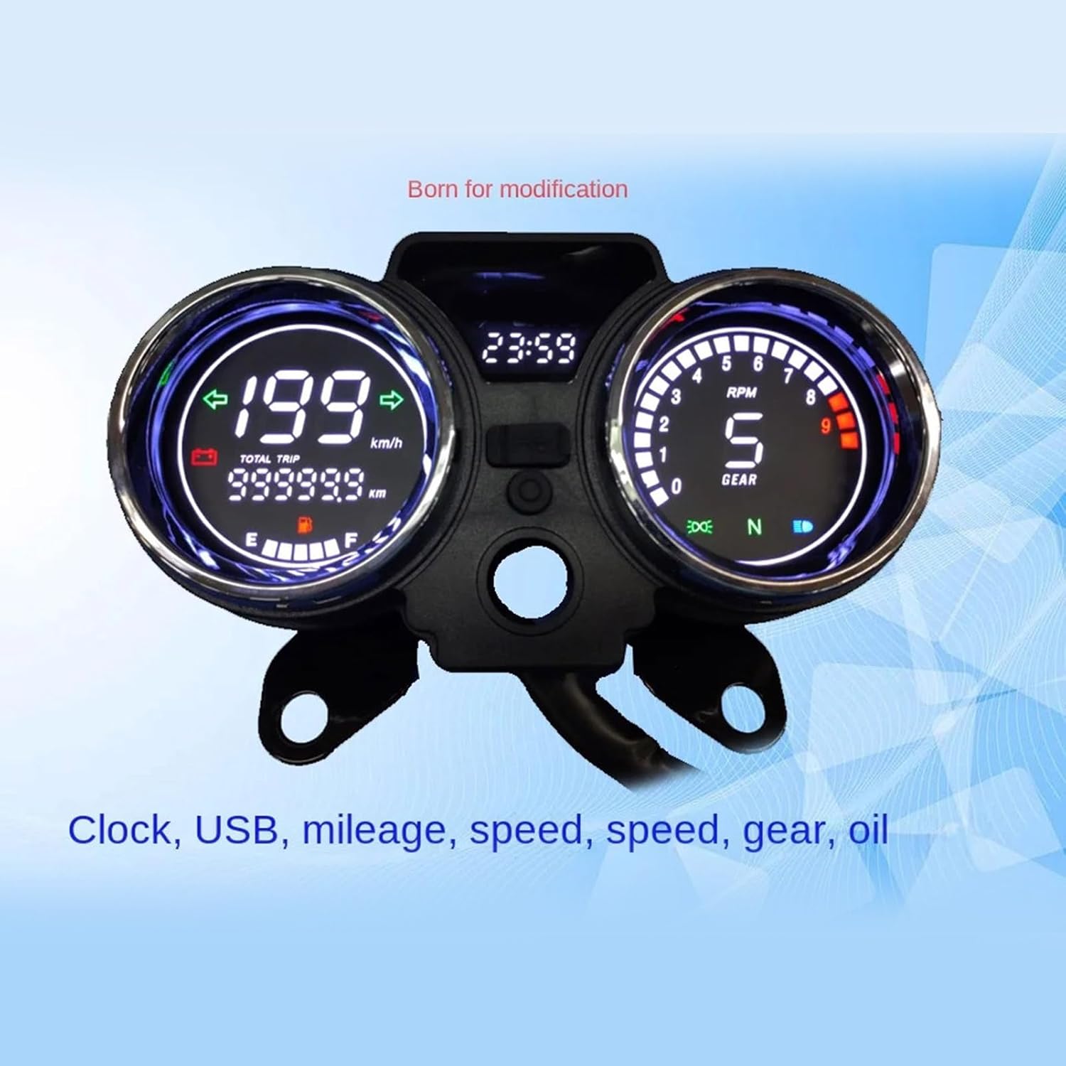 Digital Speedometer Dashboard Suitable for RC250 150Gato 250cc Motorcycle Instrument LED Tachometer
