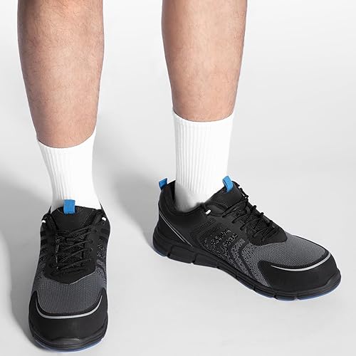 Miniatura 6 de SPIEZ Zapatos de trabajo para hombres, zapatos de seguridad con punta compuesta, antideslizantes, a prueba de pinchazos, ligeros, transpirables,