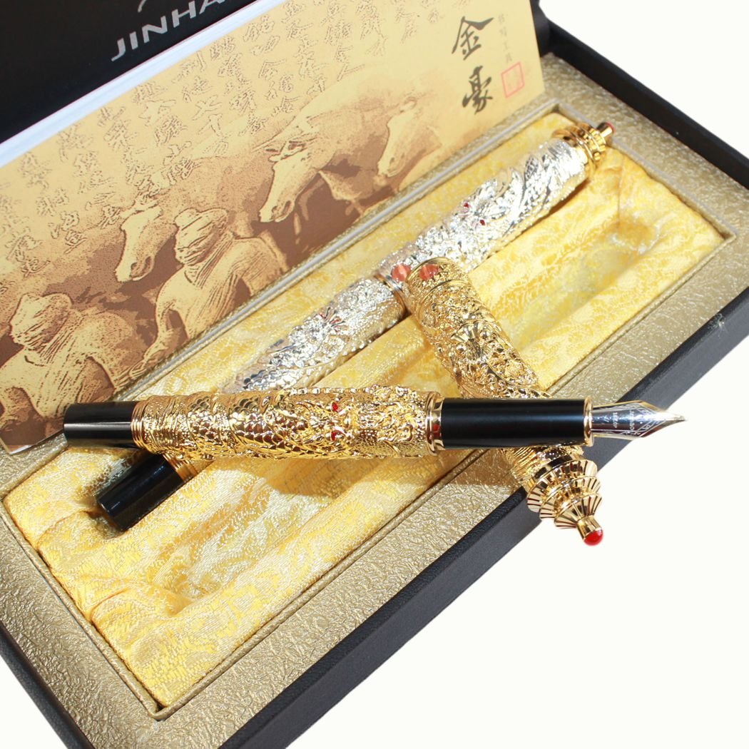 Jinhao Temple Of Heaven Füllfederhalter – 2 Stück, Gold-weiß, Mit Medium Feder