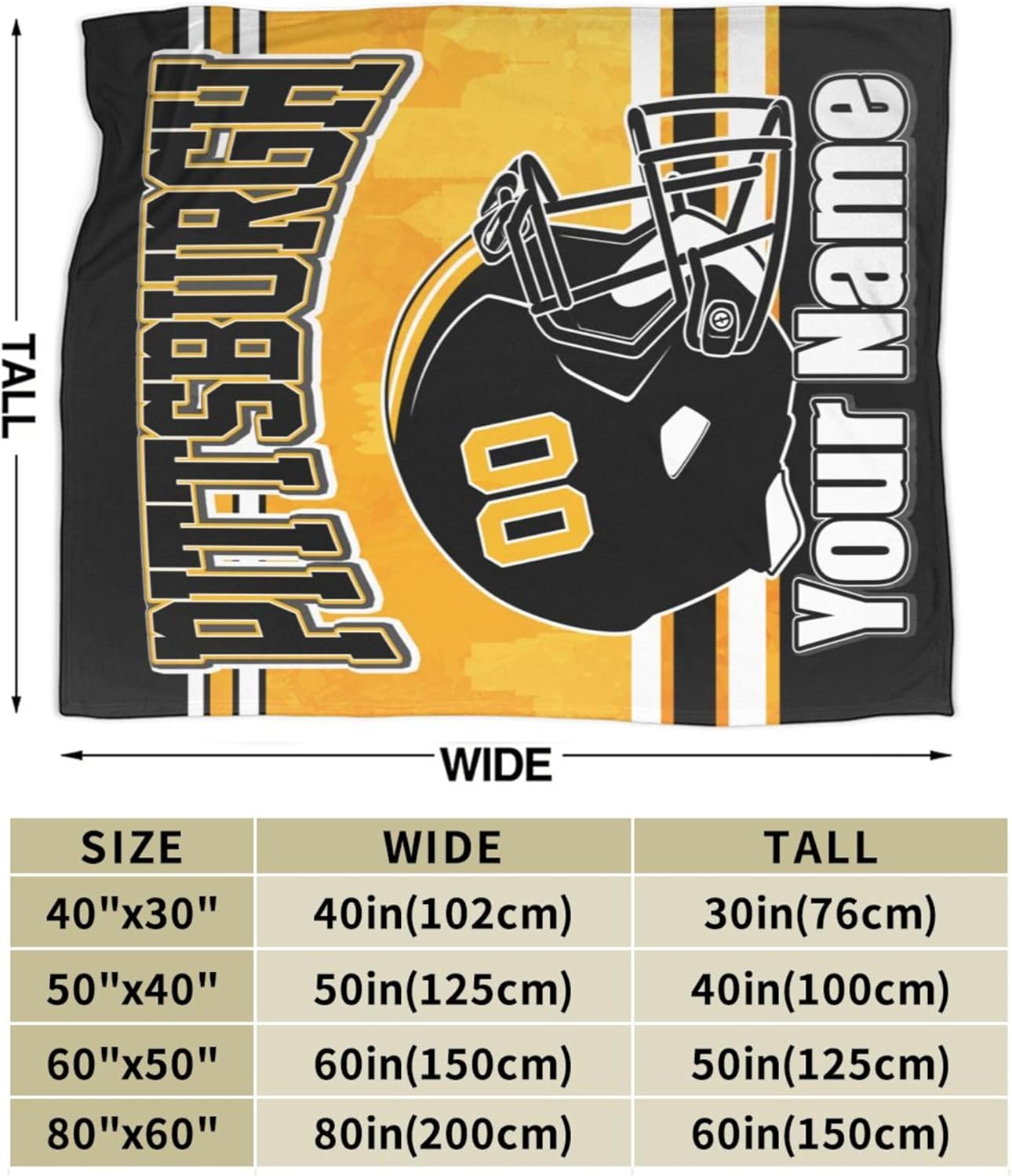 Flannel Blanket Custom Football City Blanket for Men Women – Personalized Name & Number Throw Blanket Fans Gifts for Bed, 60" x 50" - Image 2