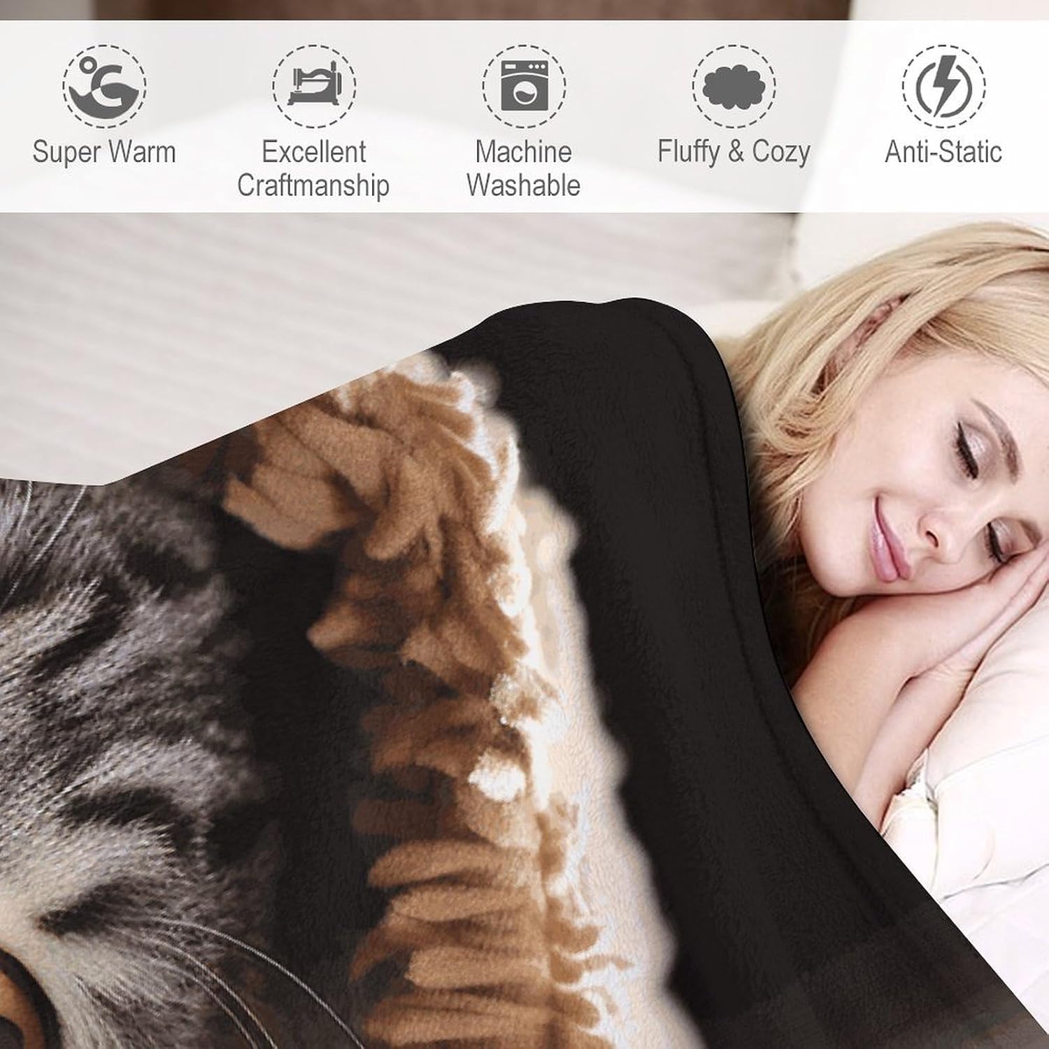 Large Flannel Fleece Throw Blanket 40"x60",Cat Under Blanket Super Soft Throw Blanket All Season Use Blanket for Couch Bed Cozy Lightweight Thick Blanket