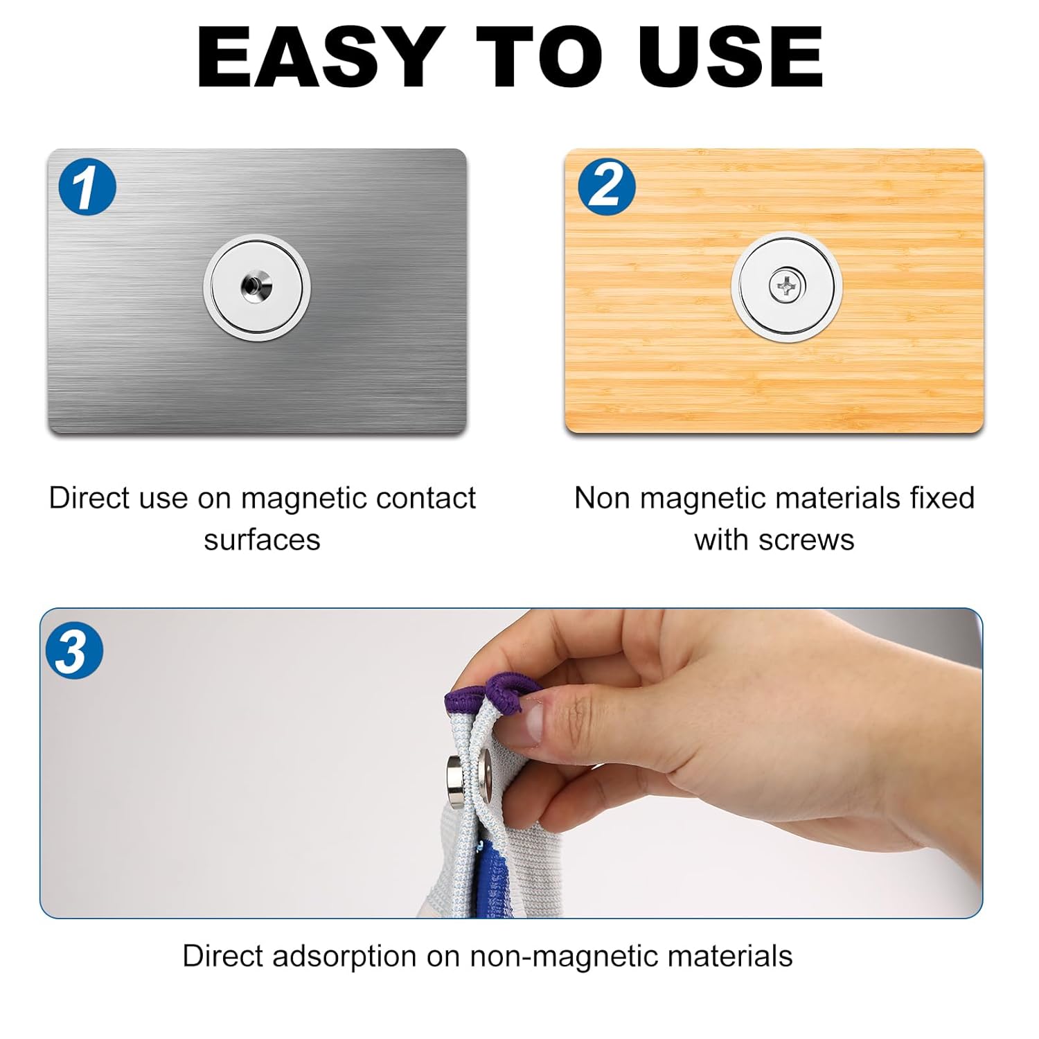 LOVIMAG 12pc Neodymium Rare Earth Magnets, Strong with Countersunk Hole & Iron Sheet, 20lbs Force Cabinet Magnets with Screws for Door & Mounting, 0.63x0.19inch