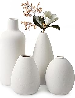Set Di Vasi In Ceramica Bianca 4 Piccoli Vaso Per Fiori, Vaso Decorativo Da Interno Per Matrimonio Cena Tavolo Partito Soggiorno Ufficio Camera Da Letto