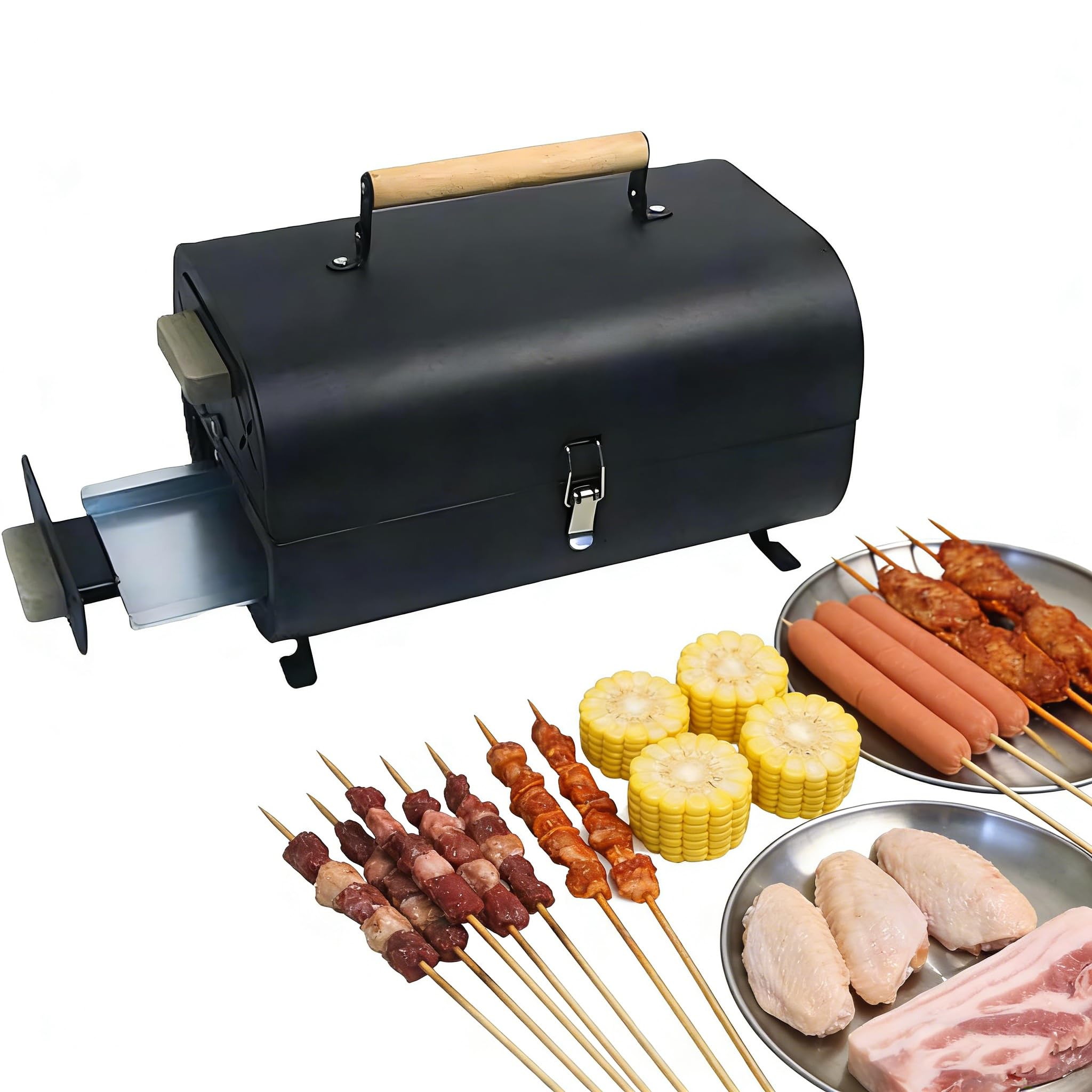 Przenośny składany lekki kompaktowy grill z dwustronnym grillem na kemping festiwale i pikniki