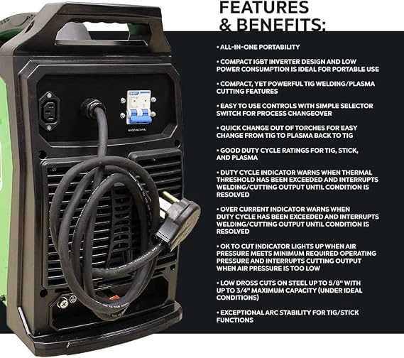 Everlast PowerPro 205Si 200amp AC DC TIG 50a Plasma Cutter Multi Process Welder PP205si