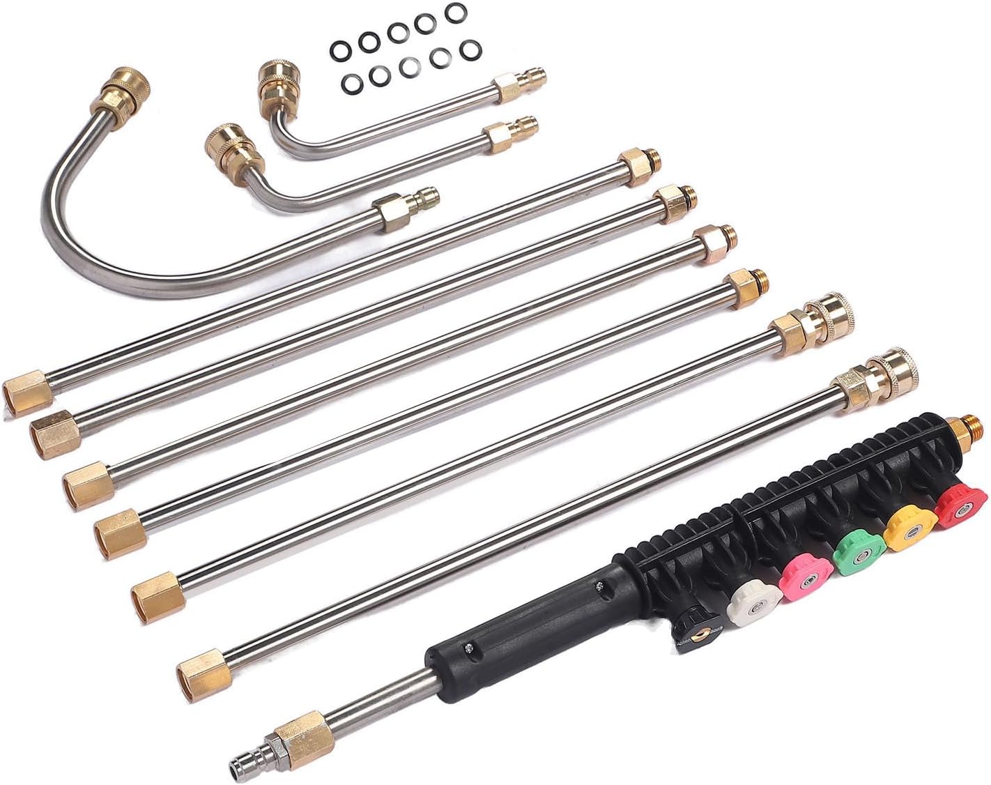 Pressure Washer Extension Wand Kit with 4in Connector Spray Nozzle 30 Degree 90 Degree U Shape Curved Rod Power Washer Lance Dead End Effortlessl Pressure Extension