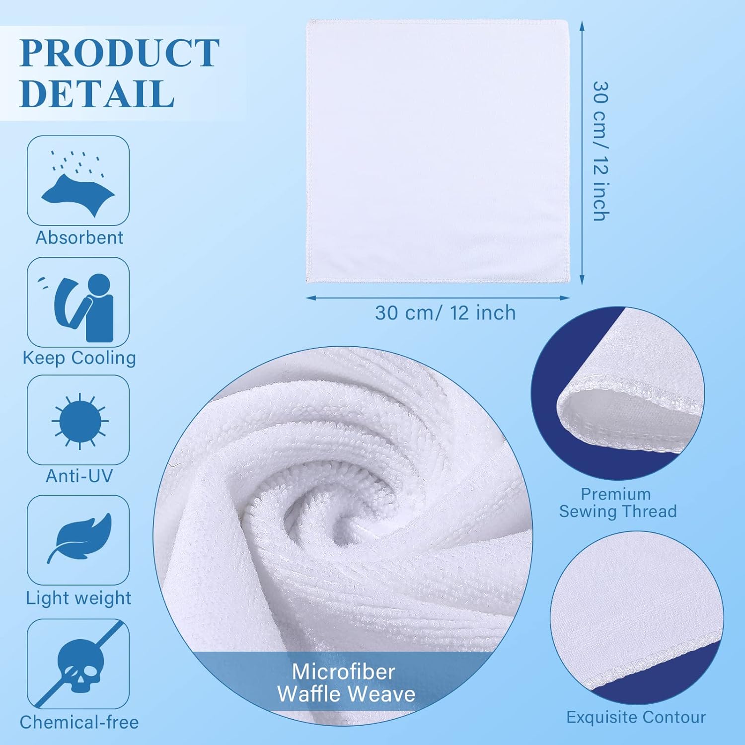 Breling 20 Pieces Sublimation Tea Towels Sublimation Towels Blank for Kitchen 12 x 12 Inch Soft Massage Polyester Absorbent Hand Towel Waffle Weave Microfiber Dish Tea Towel for Sublimations