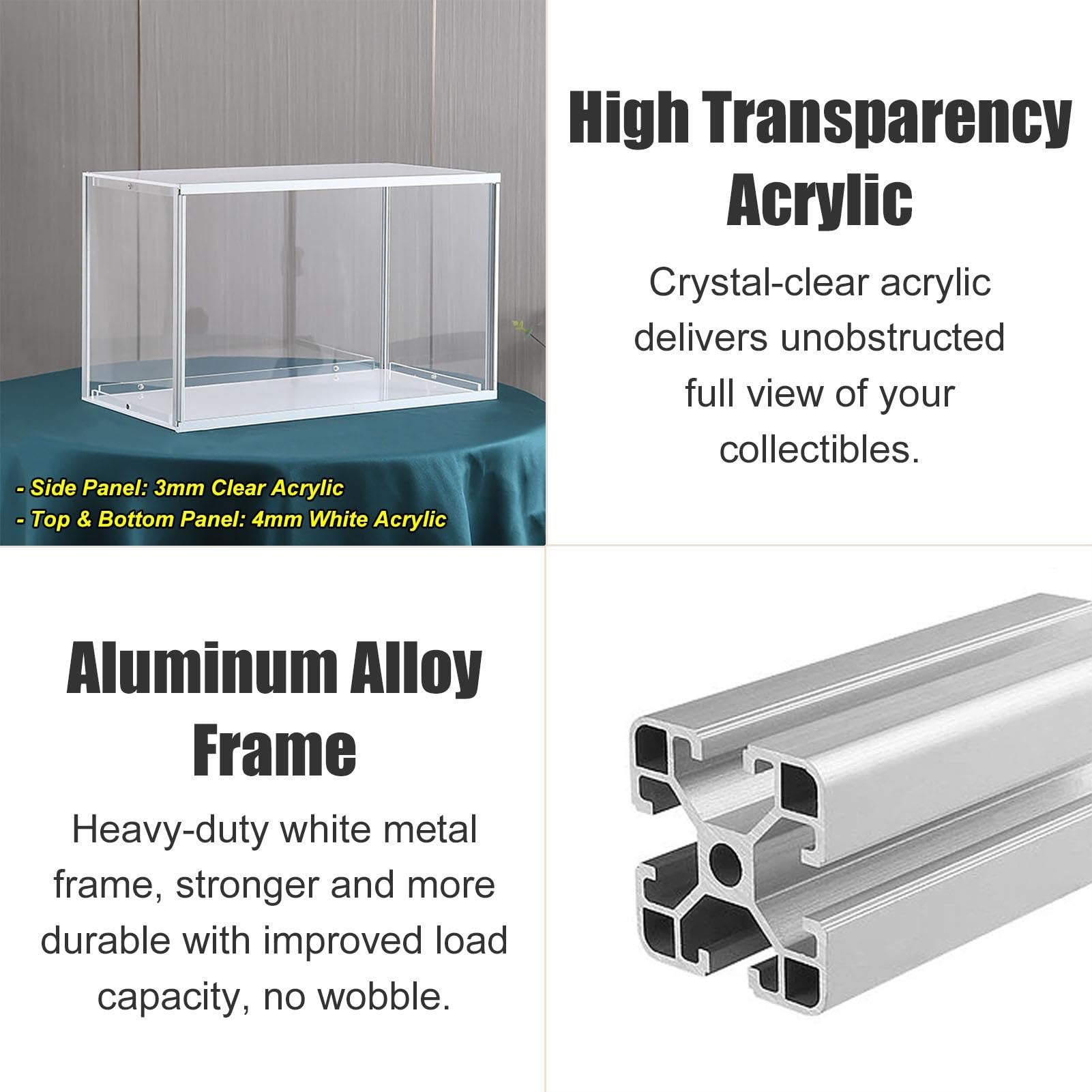 Acryl Vitrine 20 25 30 35 40 45 50 55 60 cm Lange Staubschutzhülle