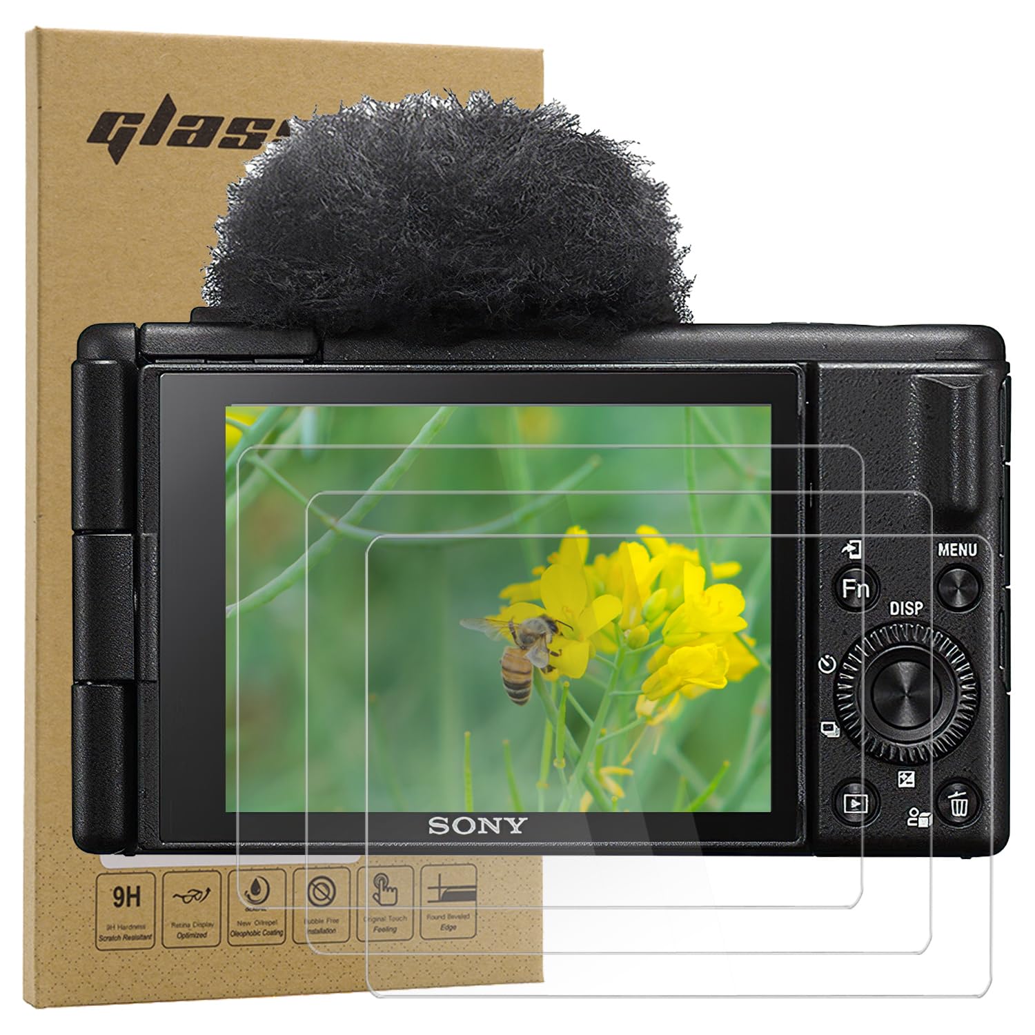 Screen Protector for Sony ZV-1 ZV-1M2 ZV-1F ZV-E10 FX3 FX30B, Tempered Glass Film for Sony DSC-RX100M3/4/5/6/7 (3 Pack)