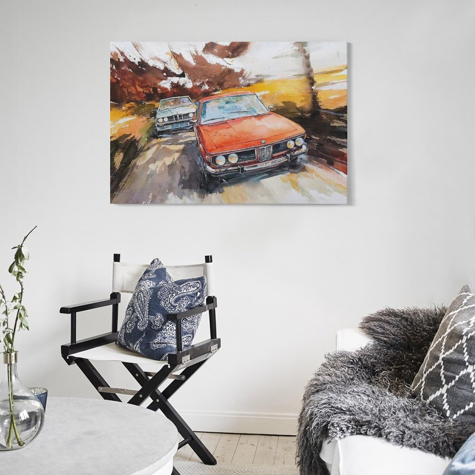 Amazon.co.jp: 水彩画 車 ポスター アートパネル キャンバス 壁アート