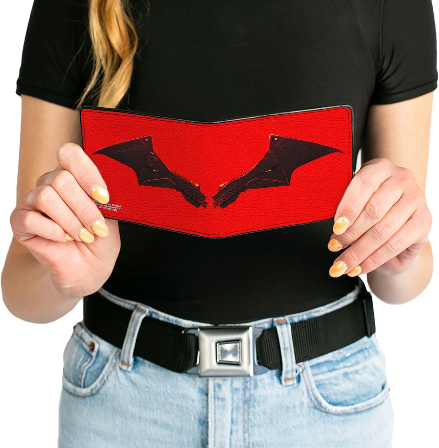 Buckle-Down DC Comics Wallet, Bifold, The Batman Movie Bat Wings Weathered Red Black, Vegan Leather - Image 6