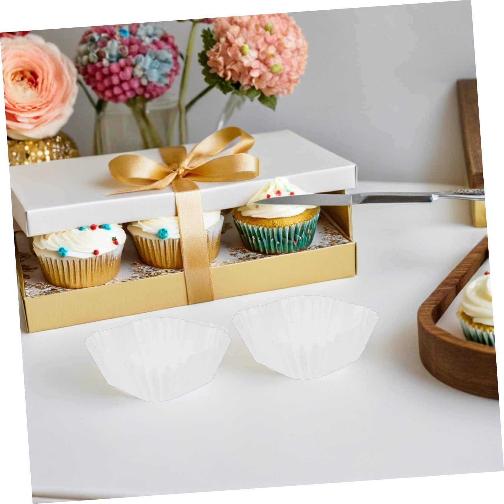 DOITOOL 3000piezas Cápsulas para Cupcakes Cuadradas de Papel de Pasta de Madera, Resistentes al Calor y Antiadherentes, Ideales para Pasteles Caseros y Celebraciones Familiares