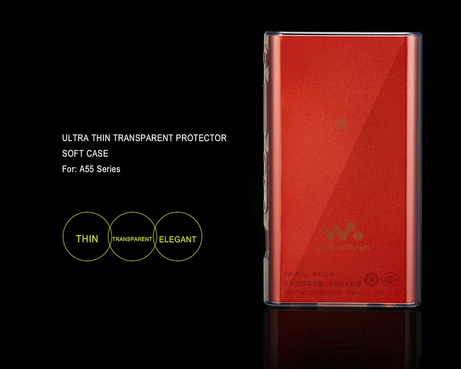 Soft Cover Crystal TPU Clear Case for Sony Walkman NW A55HN A56HN A57HN A50 A55 A56 A57 with Screen Protector and Strap (Clear) : Electronics