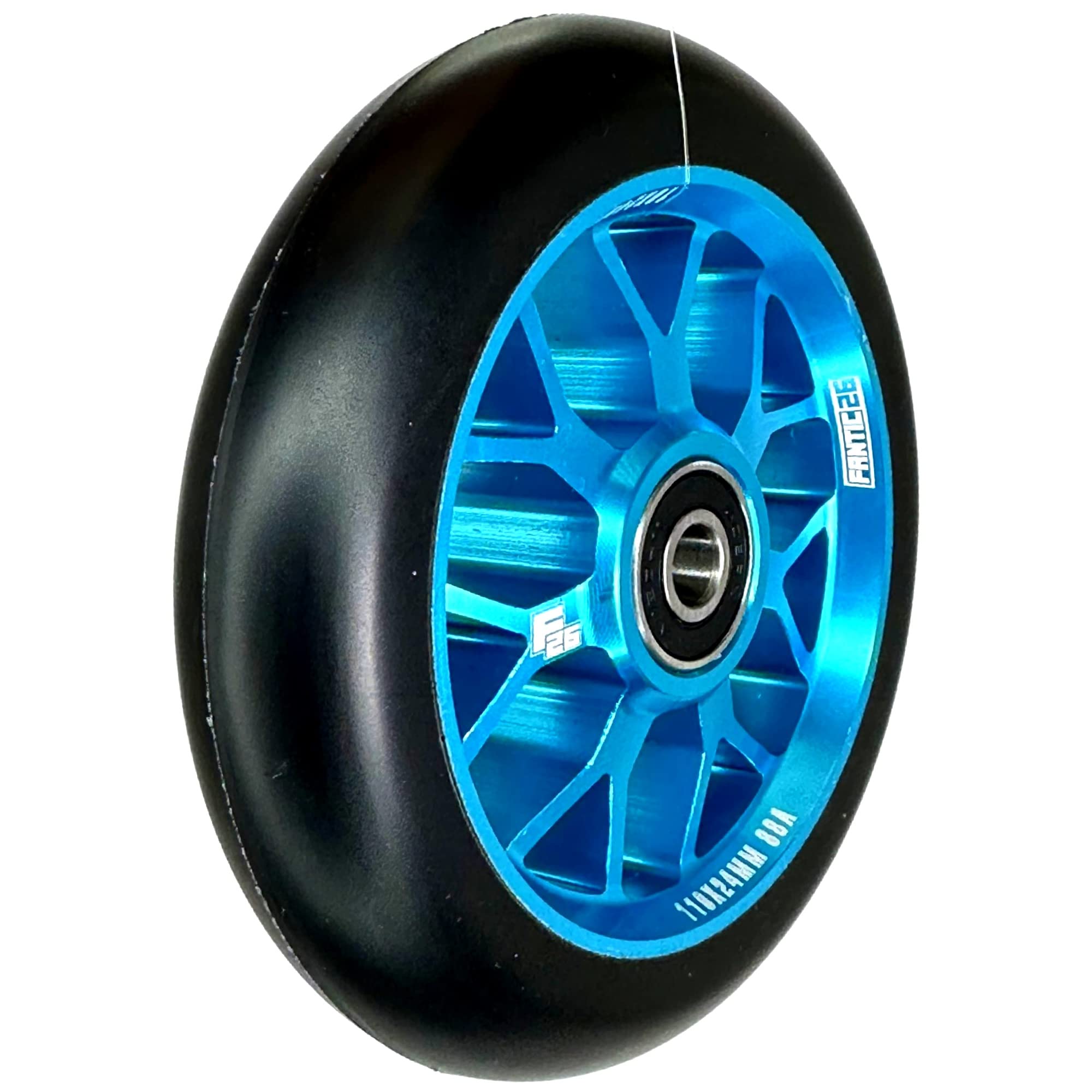 Fantic26 Spy7 Stuntstep, wiel, truc, step, voor kinderen, wiel, 110 mm, ABEC 11, snel, stil, freestyle, turquoise/PU zwart