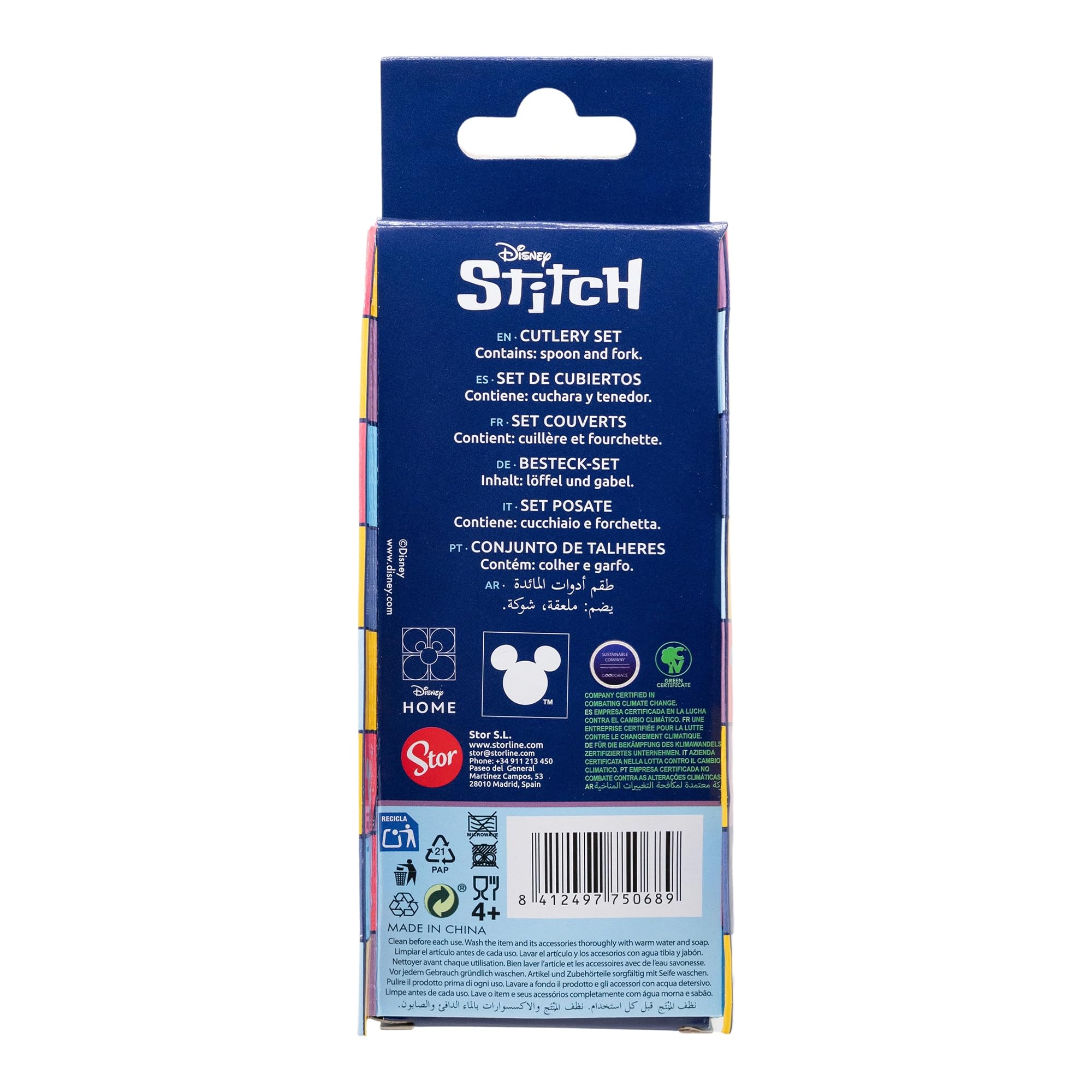 Stitch Set of 2 Stainless Steel Cutlery Fork and Spoon, Blue - Image 3
