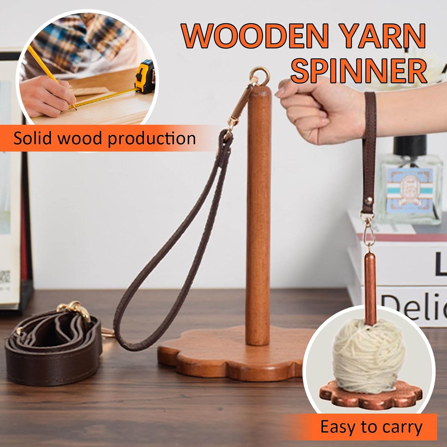 JasCherry 7.48x4.72 Inches Wrist Yarn Holder for Crochet & Knitting, Portable Yarn Organizer, Ergonomic Portable Yarn Guide, Tangle-Free Craft Accessory, Hands-Free Yarn Management Tool​(Vintage)