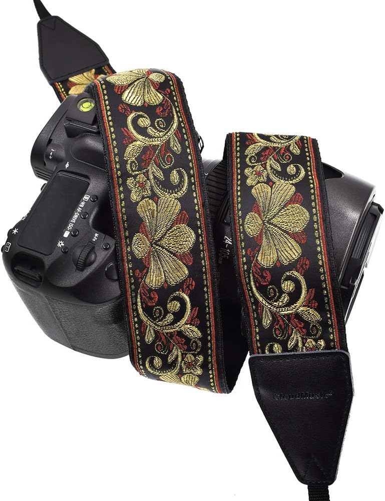 CLOUDMUSICCLOUDMUSIC Camera Strap Jacquard Weave Neck Strap For Girls Men Women Floral Series (Metallic Vintage)