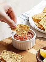 Vista 3 de LE TAUCI Tazas de salsa de 2 onzas, cuencos pequeños para salsa, mini platos de cerámica para soufflé, cuencos de salsa para tablas de charcutería