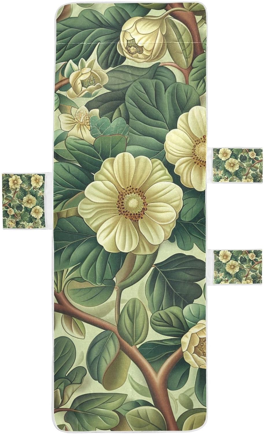 Elegant Floral Rhubarb Design Green Patio Lounge Chair Cover Soft Sturdy Patio Chaise Lounge Slipcover for Outdoor Sunbathing Trips, 85" X 30"