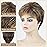 TISHINING Brown Highlight Short Pixie Cut Wigs for Women Layered Brown Mix Blonde Wig with Bangs Synthetic Natural Looking Daily Party Wig