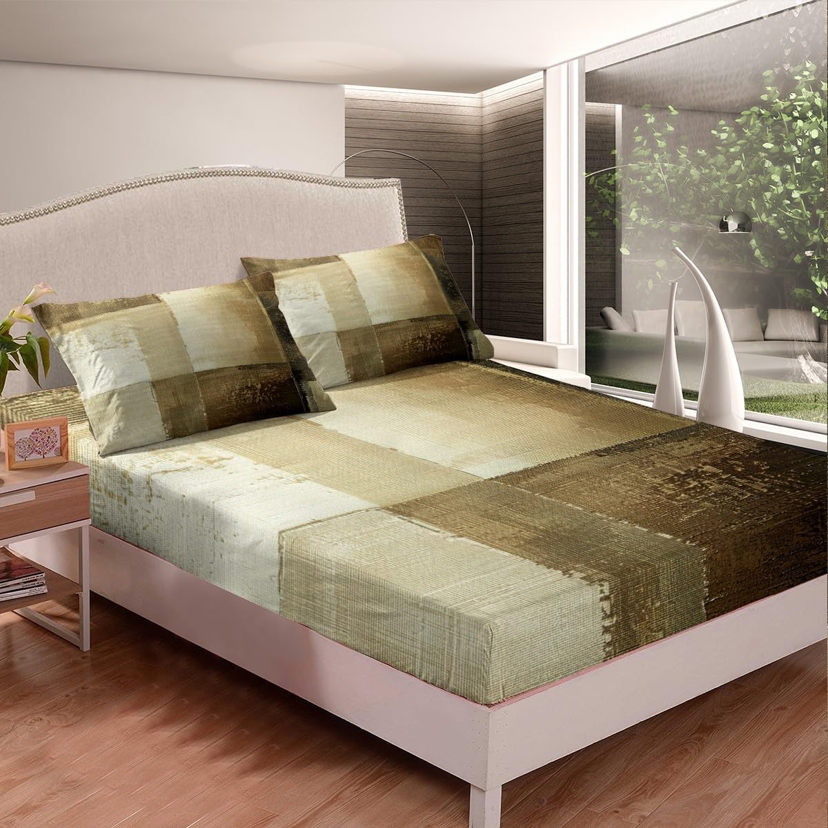 Erosebridal Tie Dye Bed Sheets Abstract Fitted Sheet Full Size, Gradient Ombre Sheets Watercolor Grunge Bedding, Oil Painting Graffiti Bed Cover All-Season Microfiber 3pcs