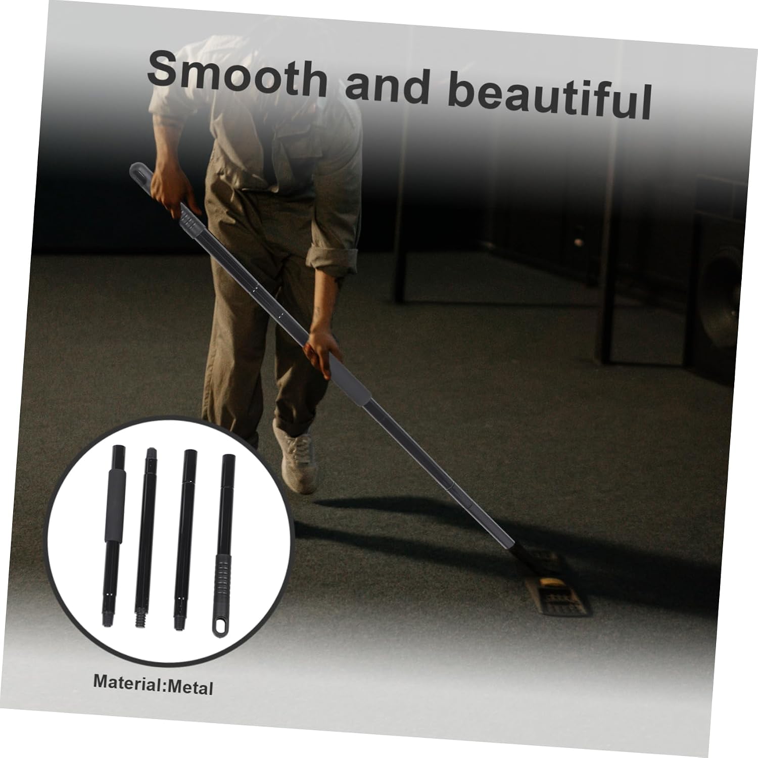 VALICLUD Metal Mop Handle Replacement Stick Threaded Section Mop Pole for Floor Cleaning Plastic Coated Tool for Home and Commercial Use Easy Self Assembly Replacement