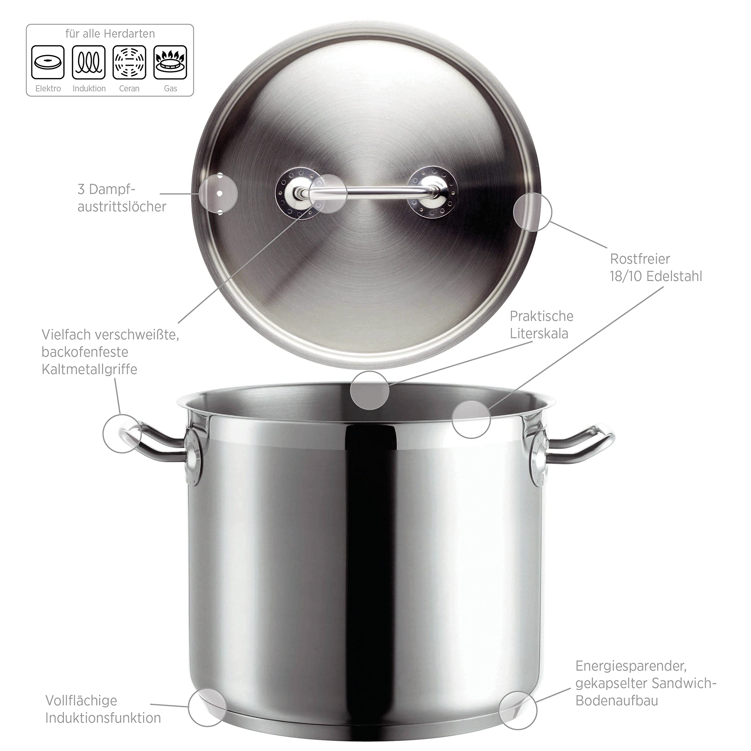 Professional 926098 - Olla para Verduras, Color Plateado