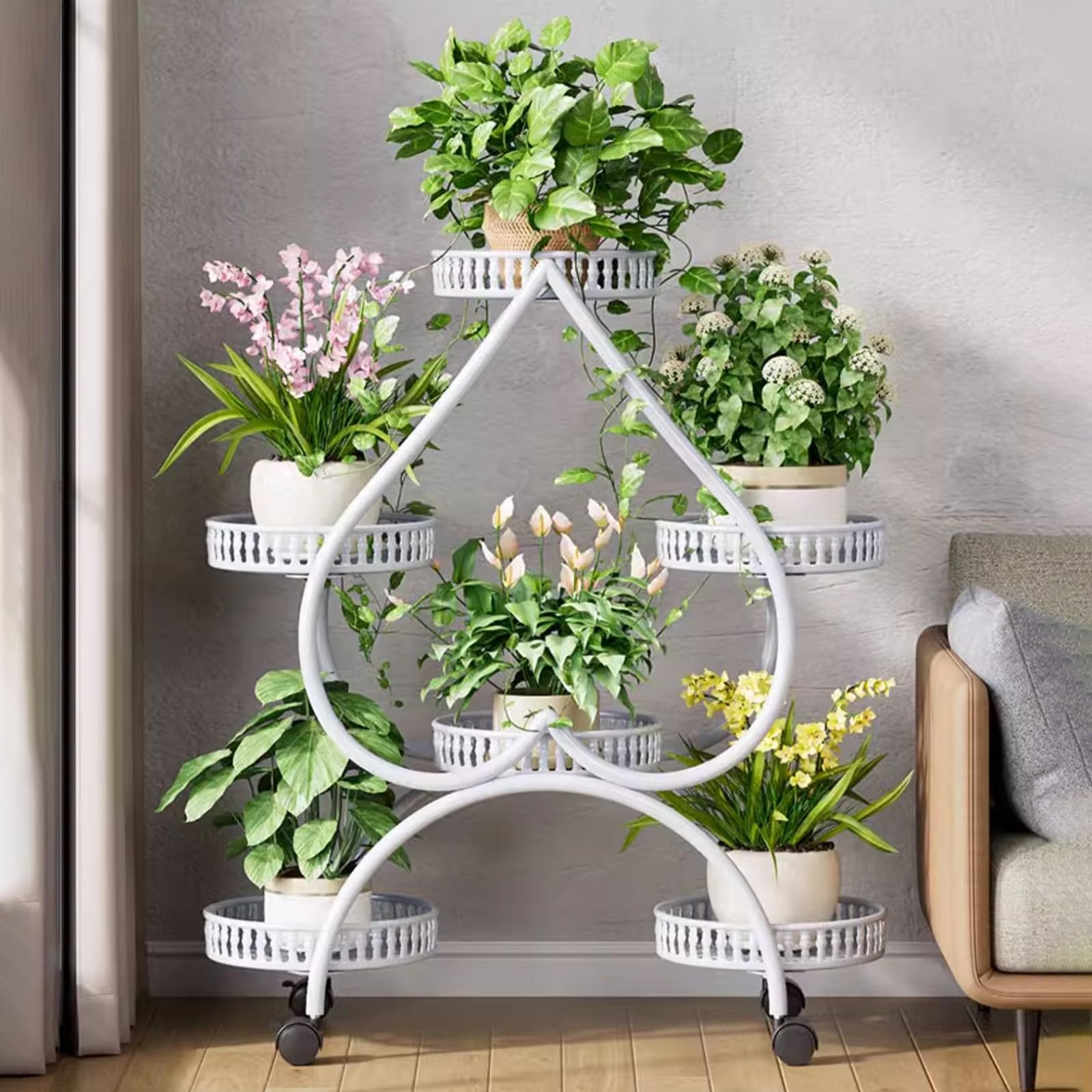 Support à plantes en métal noir pour optimiser l'espace du balcon