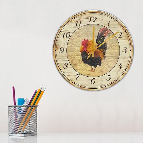 Miniatura 9 de Relojes de pared silenciosos de 12 pulgadas, funciona con pilas, decoración de pared de animales de gallo de granja para habitación de los niños,