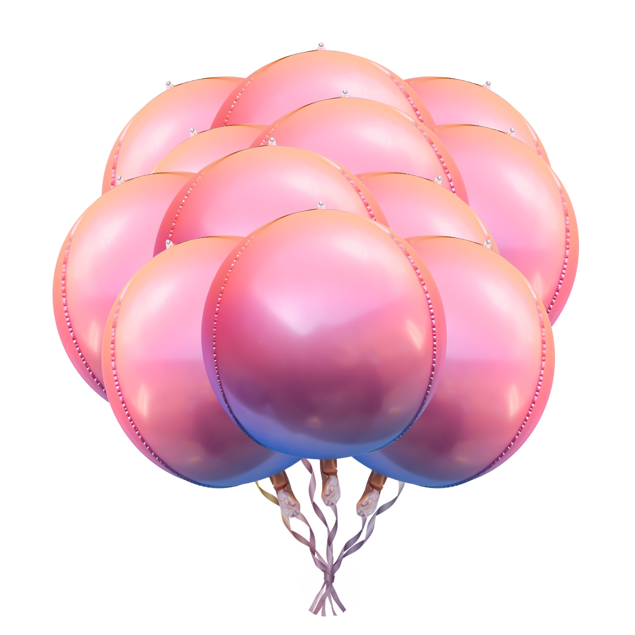Orb 22 Inch Mylar Balloons - 12 Pcs Helium Filled Pink Ombre 4D Metallic Balloons for Birthday Party Arch Kit Decoration