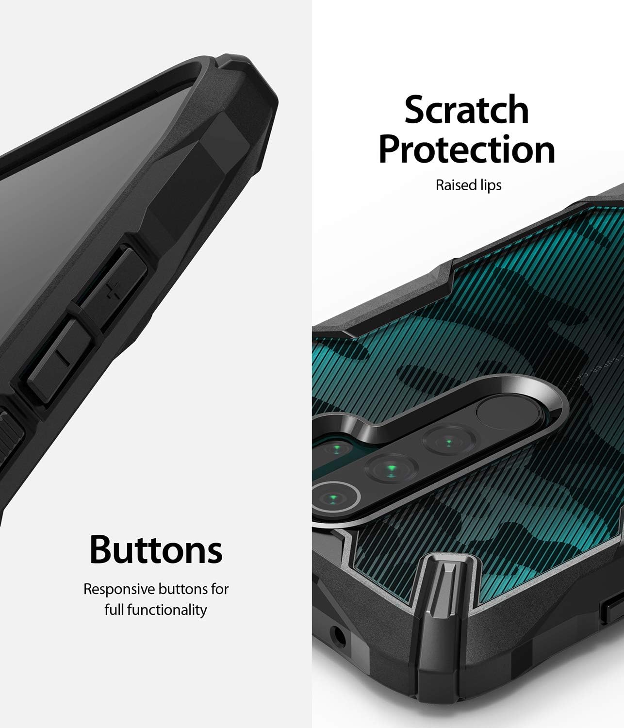 Ringke Fusion-X Design Compatible with Redmi Note 8 Pro Case, Camouflage Design Back Shockproof Heavy Duty Bumper Cover - Camo Black