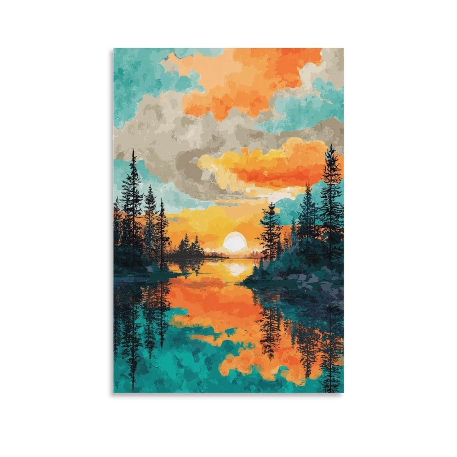 ZBBGGOZ Lake Hubert Poster 20x30inch(50x75cm) Vintage Watercolor Canvas Art