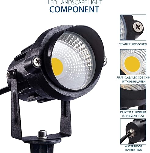 Miniatura 3 de HANNAHONG Foco para exteriores de 5 W AC120V, luz LED COB blanca cálida para paisaje, interior y exterior, bandera de casa, patio, árbol, jardín,