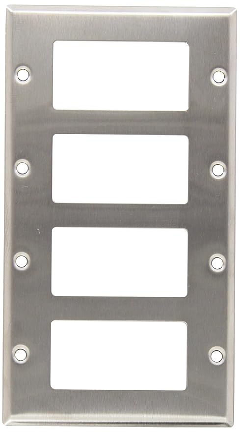 Morris 83140 430 Wall Plate, Decorative GFCI, 4 Gang, Stainless Steel