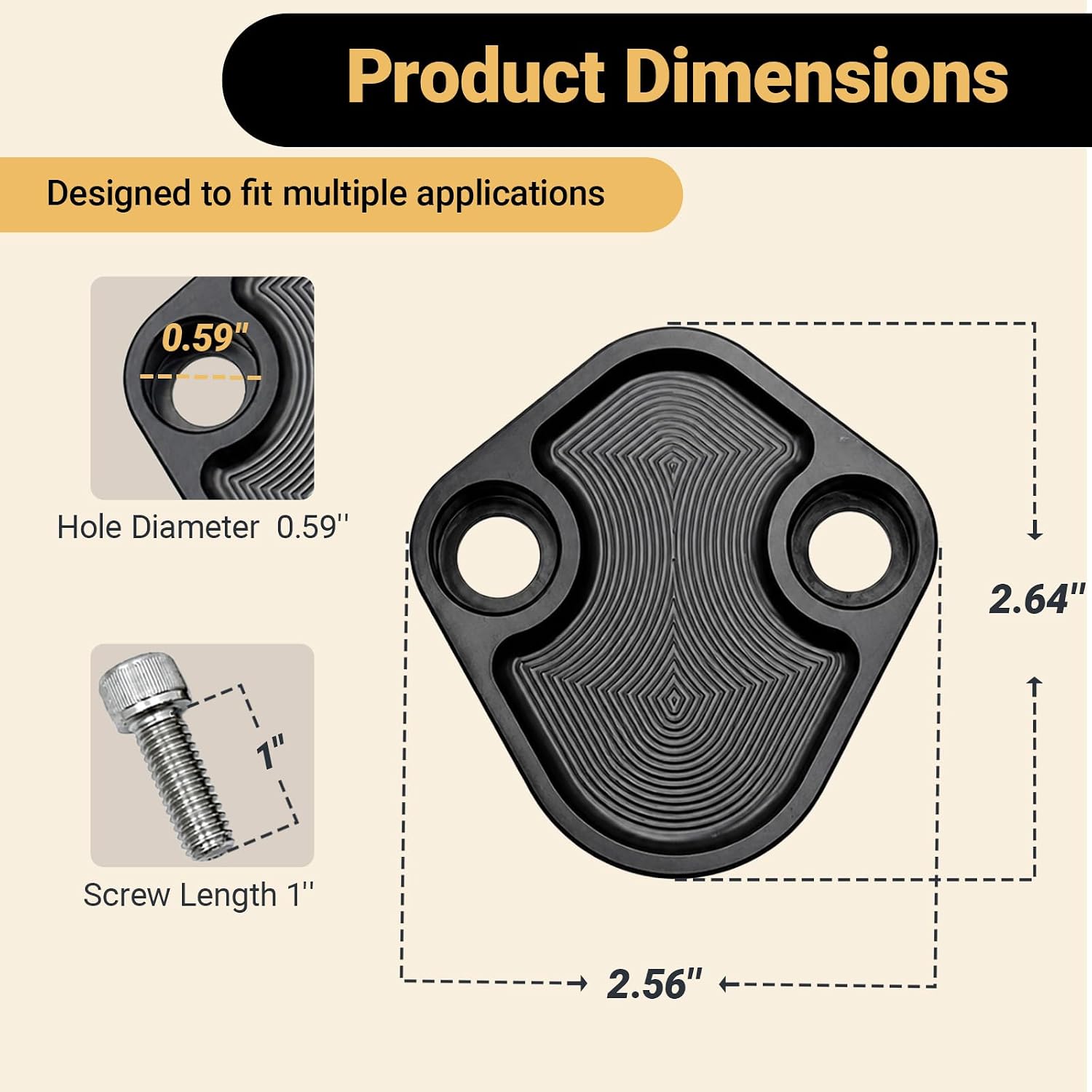 Billet SB Ford Fuel Pump Block-Off Plate Kit, Fuel Pump Plate Black
