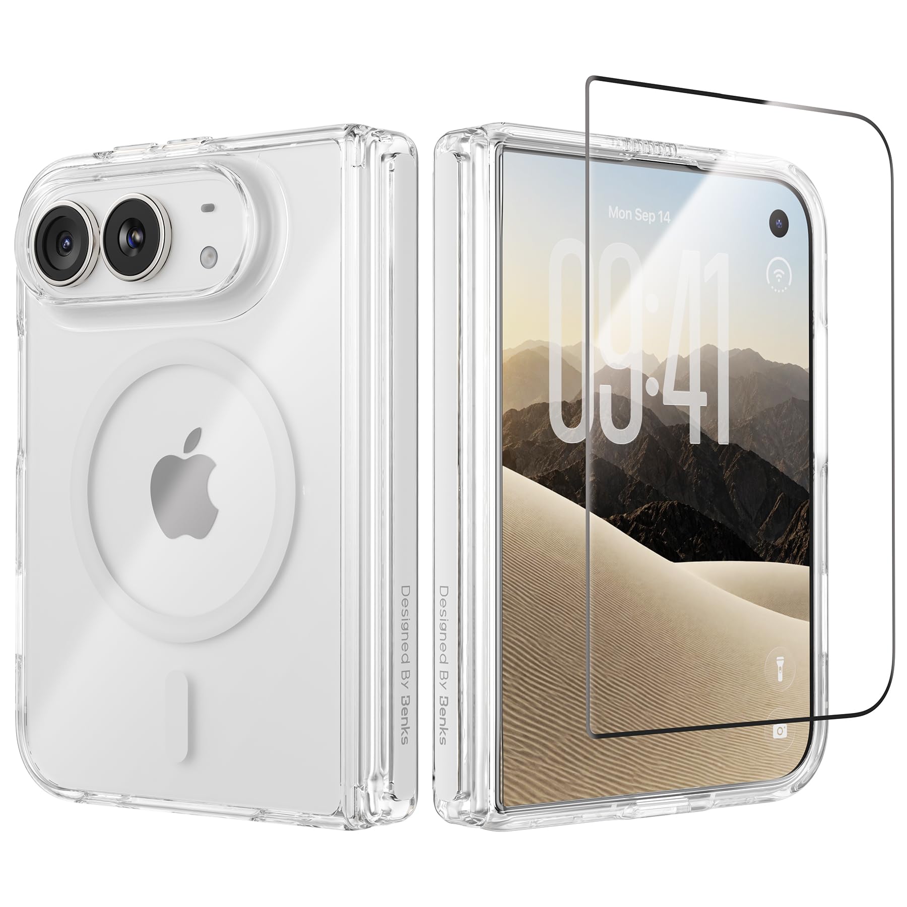 Magnetic Clear for iPhone Duo Case with Hinge Protection - Slim Thin Clear Not-Yellow Design Shockproof Phone Cover for iPhone Duo, Fit for MagSafe, Preserves the Original Device Look