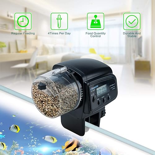 Miniatura 5 de Lychee Alimentador automático de peces dispensador de alimentos para acuario, temporizador automático digital, alimentador de vacaciones para
